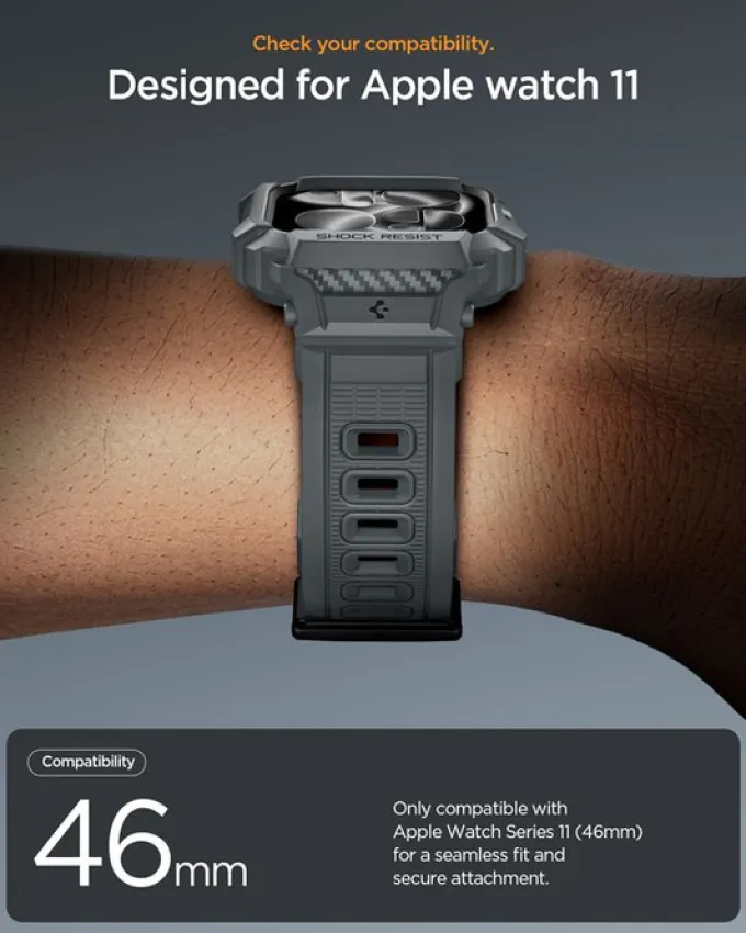 ETUI Z PASKIEM SPIGEN APPLE WATCH 11 46MM RUGGED ARMOR PRO 2 DARK GRAY