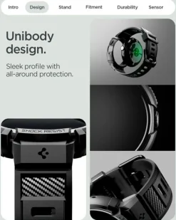 ETUI Z PASKIEM SPIGEN GOOGLE PIXEL WATCH 4 41MM RUGGED ARMOR PRO + STAND MATTE BLACK