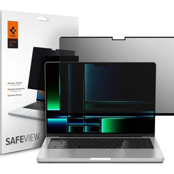 FOLIA PRYWATYZUJĄCA SPIGEN MACBOOK PRO 14 M1 / M2 / M3 / M4 / M5 2021-2025 SAFE VIEW PRIVACY