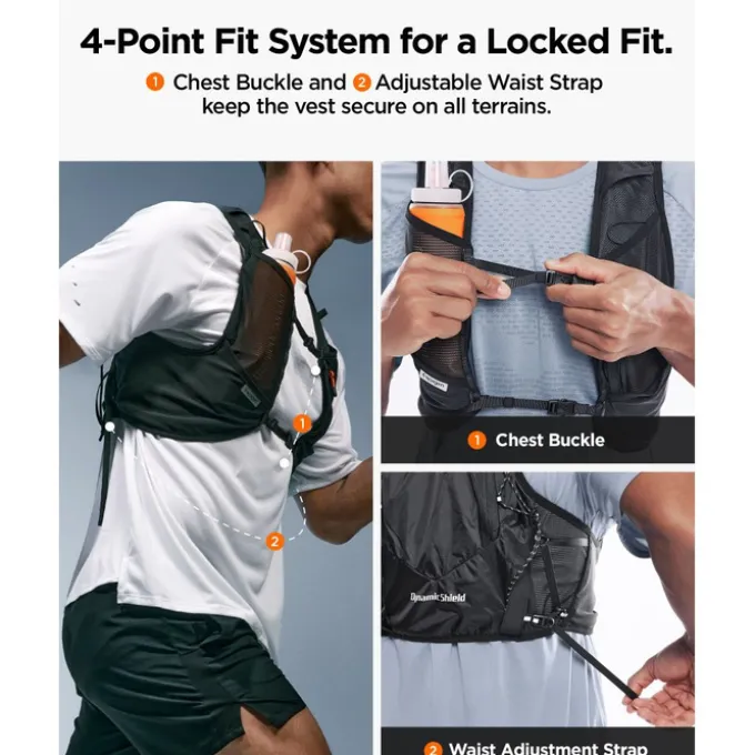 KAMIZELKA BIEGOWA SPIGEN A721 DYNAMIC SHIELD (L-XL) CZARNA Z MIĘKKĄ BUTELKĄ