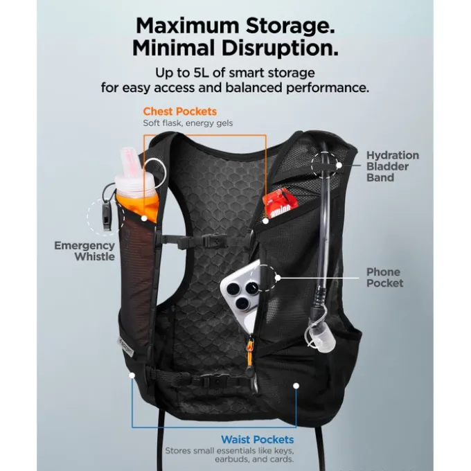 KAMIZELKA BIEGOWA SPIGEN A721 DYNAMIC SHIELD (L-XL) CZARNA Z MIĘKKĄ BUTELKĄ