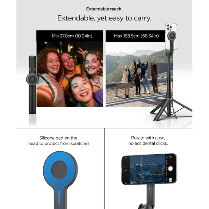 KIJEK SELFIE SPIGEN S581W MAGSAFE BLUETOOTH SELFIE STICK TRIPOD BLACK