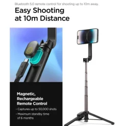 Kijek Spigen S570w Magsafe Bluetooth Selfie Stick Tripod Black