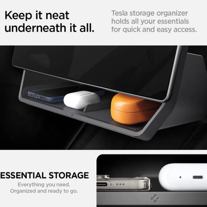 ORGANIZER POD EKRAN SPIGEN TESLA MODEL 3 2024 UNDER SCREEN STORAGE ORGANIZER BLACK