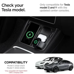 ORGANIZER Z UCHWYTEM DO ŁADOWARKI SPIGEN TESLA MODEL Y/3 3W1 WIRELESS CHARGING HUB MOUNT BLACK