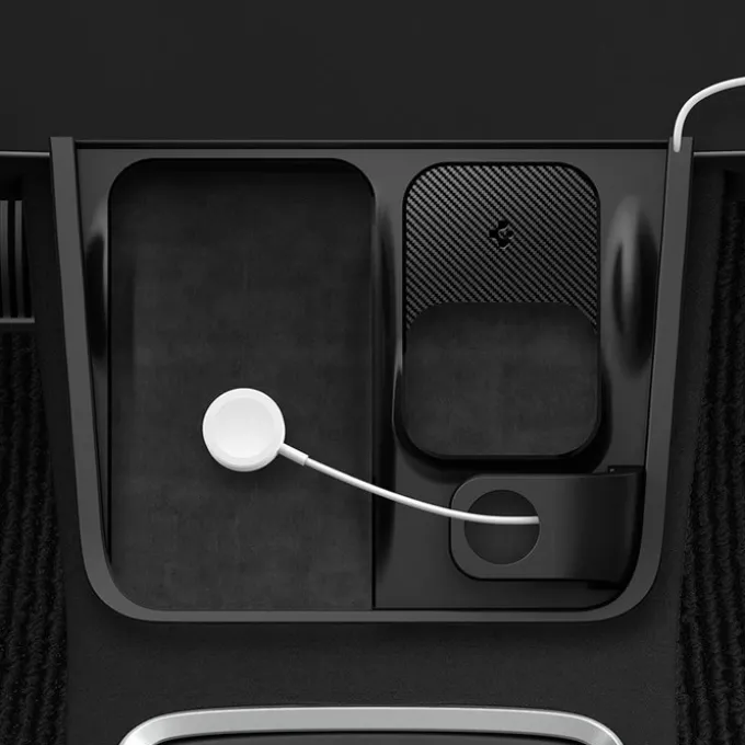 ORGANIZER Z UCHWYTEM DO ŁADOWARKI SPIGEN TESLA MODEL Y/3 3W1 WIRELESS CHARGING HUB MOUNT BLACK