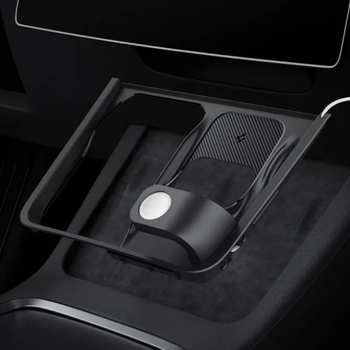 ORGANIZER Z UCHWYTEM DO ŁADOWARKI SPIGEN TESLA MODEL Y/3 3W1 WIRELESS CHARGING HUB MOUNT BLACK