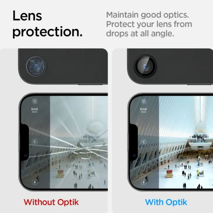 OSŁONA APARATU SPIGEN IPHONE 17e/16e OPTIK PRO GLAS.TR ”EZ FIT” CAMERA PROTECTOR 2-PACK CZARNA