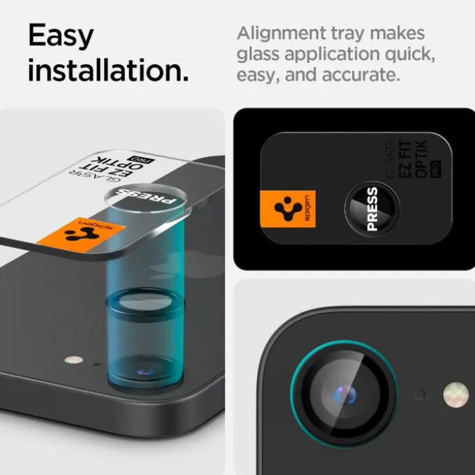 OSŁONA APARATU SPIGEN IPHONE 17e/16e OPTIK PRO GLAS.TR ”EZ FIT” CAMERA PROTECTOR 2-PACK CZARNA