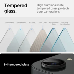 OSŁONA APARATU SPIGEN IPHONE 17e/16e OPTIK PRO GLAS.TR ”EZ FIT” CAMERA PROTECTOR 2-PACK CZARNA