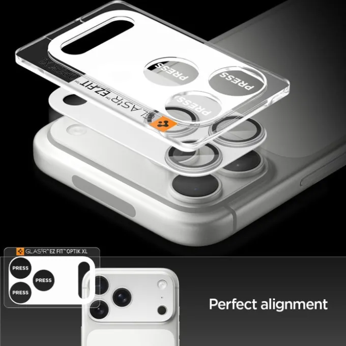 OSŁONA APARATU SPIGEN IPHONE 17 PRO MAX OPTIK PRO XL GLAS.TR ”EZ FIT” CAMERA PROTECTOR SILVER