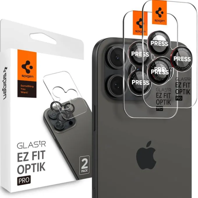 OSŁONA APARATU SPIGEN IPHONE 14 PRO / 14 PRO MAX / 15 PRO / 15 PRO MAX / 16 PRO / 16 PRO MAX OPTIK PRO L-SERIES GLAS.TR ”EZ FIT” 2-PACK BLACK