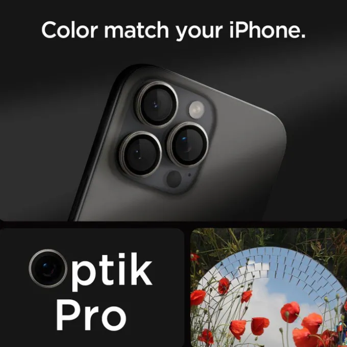 OSŁONA APARATU SPIGEN IPHONE 15 PRO / MAX / 16 PRO / MAX OPTIK.TR EZ FIT 2-PACK NATURAL TITANIUM