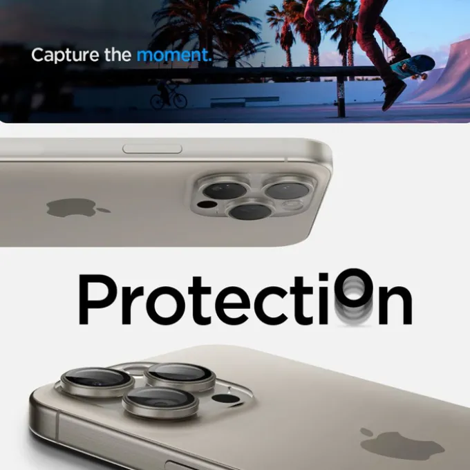 OSŁONA APARATU SPIGEN IPHONE 15 PRO / MAX / 16 PRO / MAX OPTIK.TR EZ FIT 2-PACK NATURAL TITANIUM
