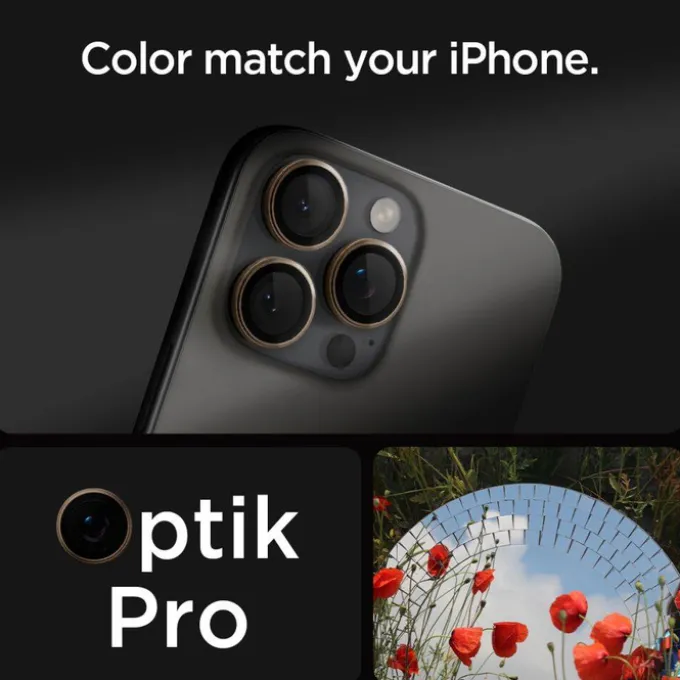 OSŁONA APARATU SPIGEN IPHONE 15 PRO / PRO MAX / 16 PRO / PRO MAX OPTIK PRO GLAS.TR ”EZ FIT” 2-PACK DESERT TITANIUM