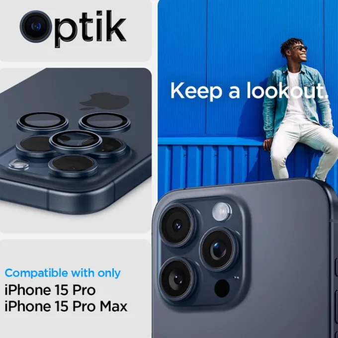 OSŁONA APARATU SPIGEN IPHONE 15 PRO/ 15 PRO MAX / 17 PRO / 17 PRO MAX OPTIK.TR ”EZ FIT” 2-PACK BLUE TITANIUM