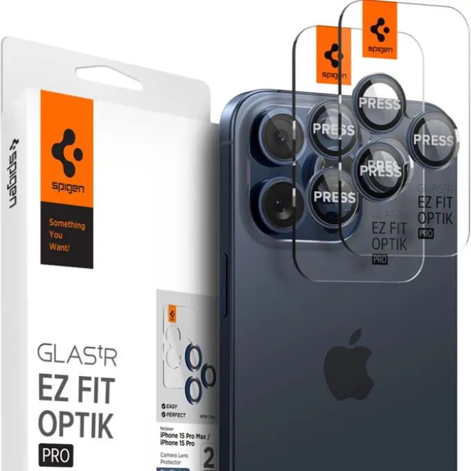 OSŁONA APARATU SPIGEN IPHONE 15 PRO/ 15 PRO MAX / 17 PRO / 17 PRO MAX OPTIK.TR ”EZ FIT” 2-PACK BLUE TITANIUM