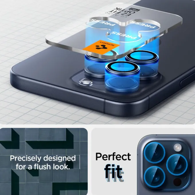 OSŁONA APARATU SPIGEN IPHONE 15 PRO/ 15 PRO MAX / 17 PRO / 17 PRO MAX OPTIK.TR ”EZ FIT” 2-PACK BLUE TITANIUM