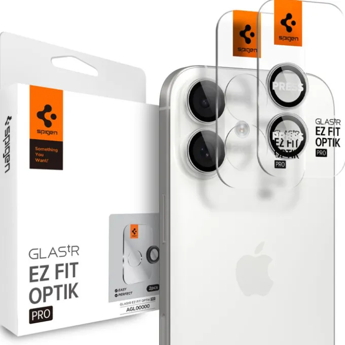 OSŁONA APARATU SPIGEN IPHONE 16 / 16 PLUS / 17 OPTIK PRO GLAS.TR ”EZ FIT” CAMERA PROTECTOR 2-PACK SILVER