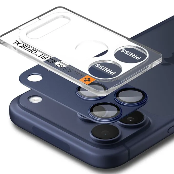 OSŁONA APARATU SPIGEN IPHONE 17 PRO OPTIK PRO XL GLAS.TR ”EZ FIT” CAMERA PROTECTOR BLUE