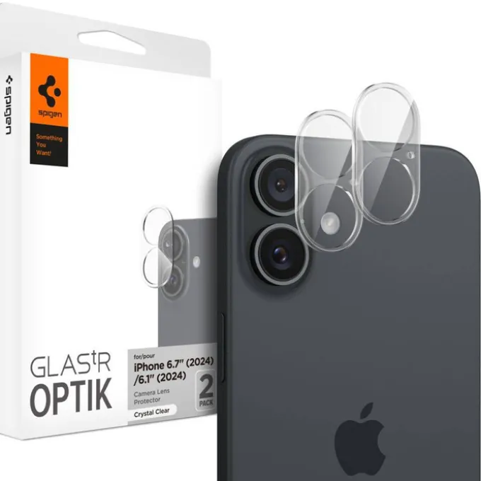 OSŁONA APARATU SPIGEN OPTIK GLAS.TR CAMERA PROTECTOR 2-PACK IPHONE 16 / 16 PLUS CRYSTAL CLEAR