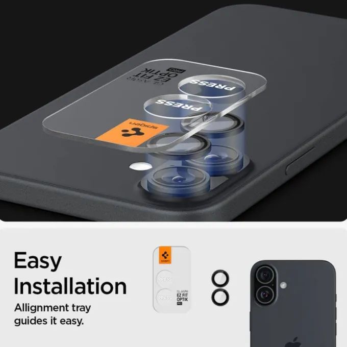 OSŁONA APARATU SPIGEN OPTIK PRO GLAS.TR ”EZ FIT” CAMERA PROTECTOR 2-PACK IPHONE 16 / 16 PLUS BLACK