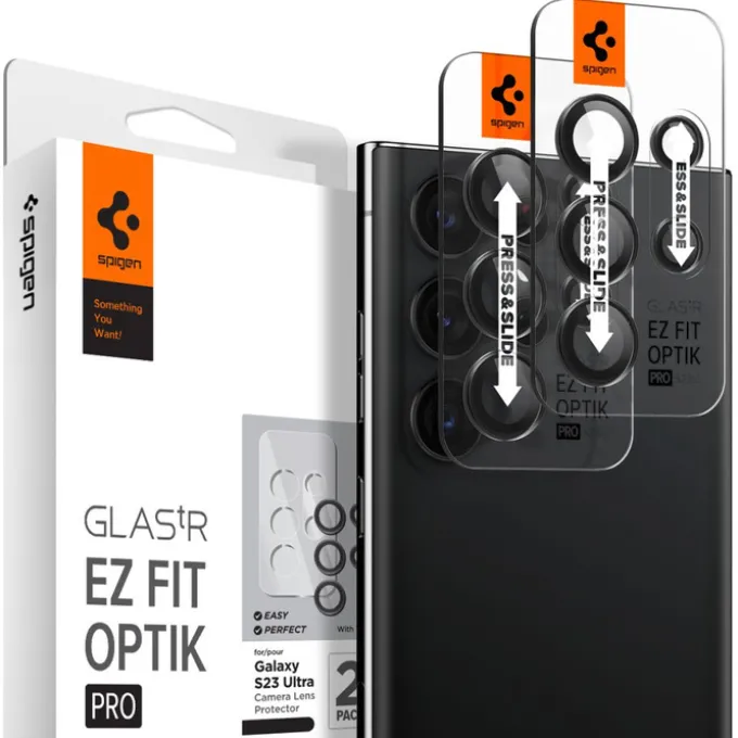 Osłona Aparatu Spigen Optik.tr ”ez Fit” Camera Protector 2-pack Galaxy S23 Ultra Black