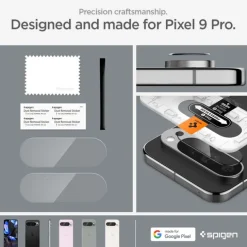 OSŁONA APARATU SPIGEN OPTIK.TR ”EZ FIT” CAMERA PROTECTOR 2-PACK GOOGLE PIXEL 9 PRO CRYSTAL CLEAR