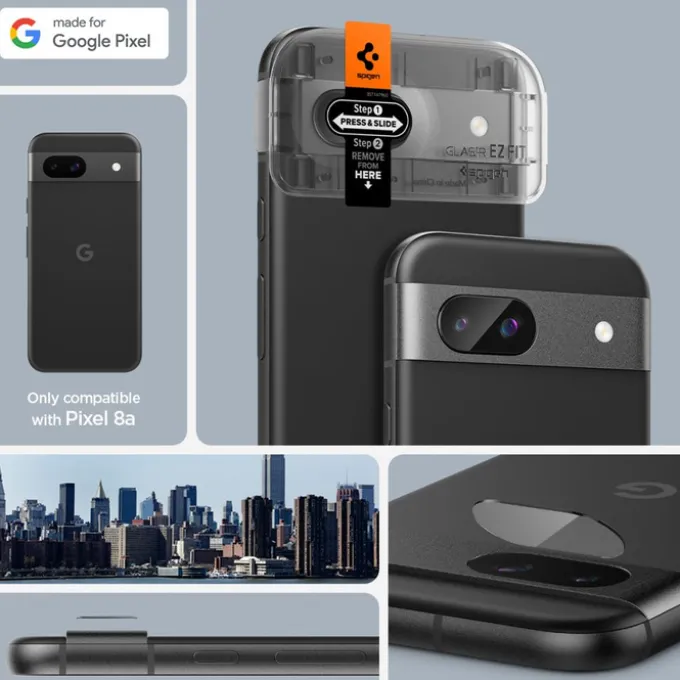 OSŁONA APARATU SPIGEN OPTIK.TR ”EZ FIT” CAMERA PROTECTOR 2-PACK GOOGLE PIXEL 8A CLEAR