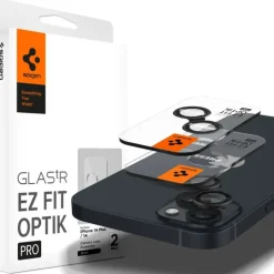 Osłona Aparatu Spigen Optik.tr ”ez Fit” Camera Protector 2-pack iPhone 15 / 15 Plus / 14 / 14 Plus Black