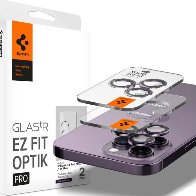 Osłona Aparatu Spigen Optik.tr ”ez Fit” Camera Protector 2-pack iPhone 14 Pro / 14 Pro Max Deep Purple