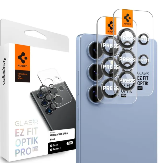 OSŁONA APARATU SPIGEN SAMSUNG GALAXY S25 ULTRA OPTIK PRO HD GLAS.TR ”EZ FIT” CAMERA PROTECTOR 2-PACK CZARNA