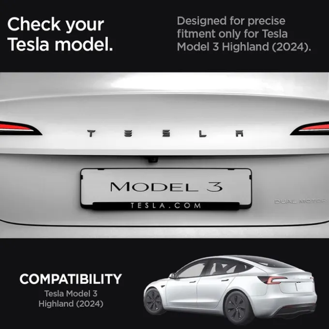 OSŁONA NA LOGO ZNACZEK SPIGEN TESLA MODEL 3 2024 REAR EMBLEM LOGO FULL COVER CARBON