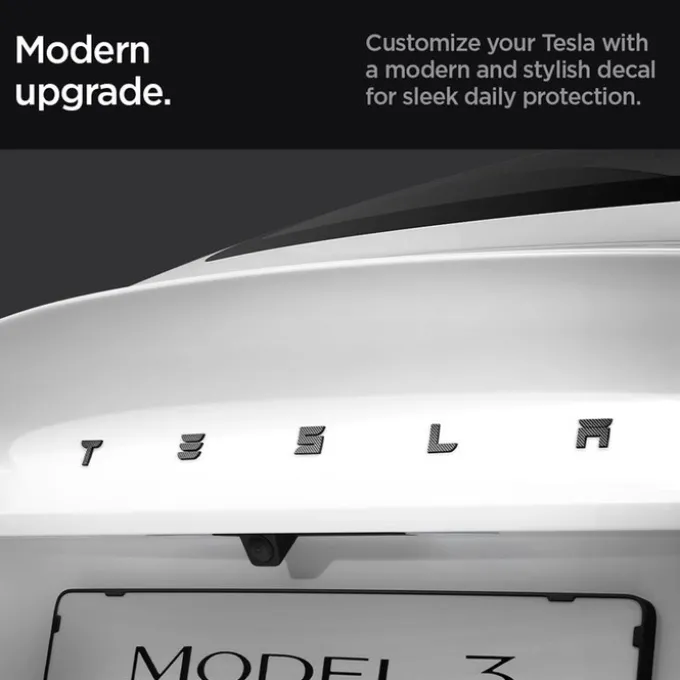 OSŁONA NA LOGO ZNACZEK SPIGEN TESLA MODEL 3 2024 REAR EMBLEM LOGO FULL COVER CARBON