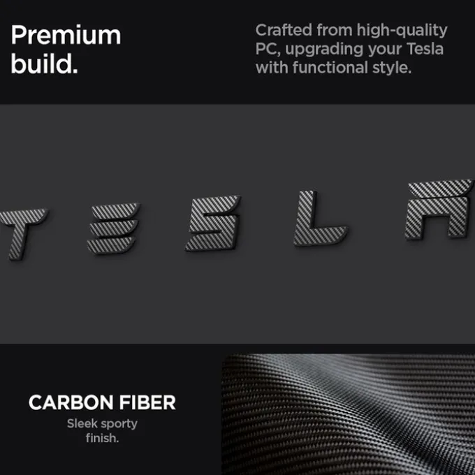 OSŁONA NA LOGO ZNACZEK SPIGEN TESLA MODEL 3 2024 REAR EMBLEM LOGO FULL COVER CARBON