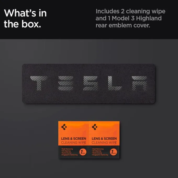 OSŁONA NA LOGO ZNACZEK SPIGEN TESLA MODEL 3 2024 REAR EMBLEM LOGO FULL COVER CARBON