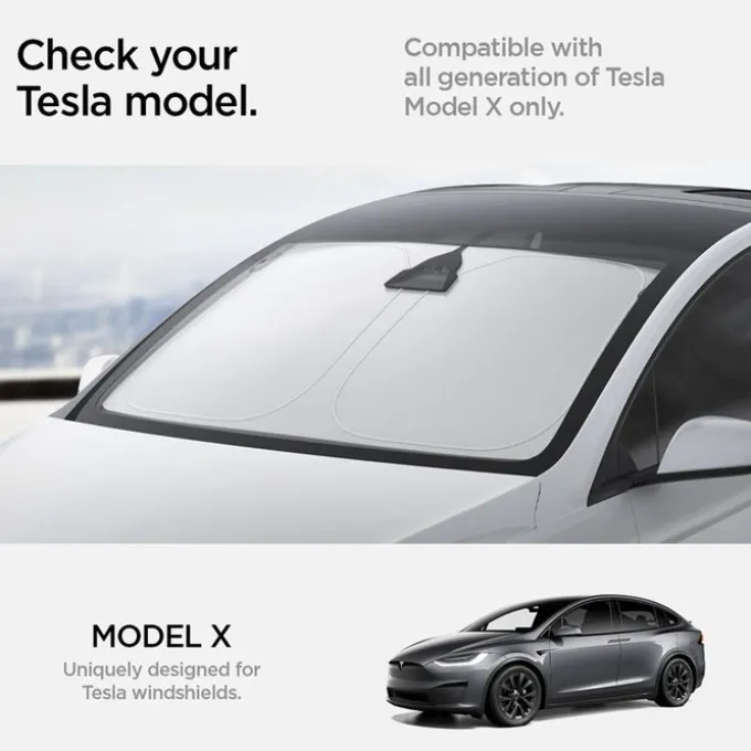 OSŁONA PRZECIWSŁONECZNA SPIGEN TESLA MODEL X CAR FRONT WINDSHIELD SUNSHADE BLACK