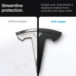 OSŁONA PRZEDNIEGO LOGO ZNACZEK SPIGEN TESLA MODEL 3 2024 FRONT EMBLEM LOGO FULL COVER BLACK