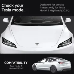 OSŁONA PRZEDNIEGO LOGO ZNACZEK SPIGEN TESLA MODEL 3 2024 FRONT EMBLEM LOGO FULL COVER BLACK