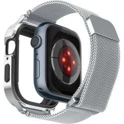 Pasek i Etui Spigen Metal Fit Pro Apple Watch 9 8 7 6 5 4 SE 2022 44 / 45 mm Srebny