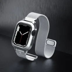 Pasek i Etui Spigen Metal Fit Pro Apple Watch 9 8 7 6 5 4 SE 2022 44 / 45 mm Srebny
