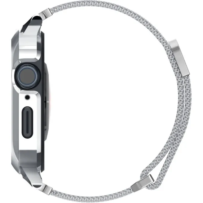 Pasek i Etui Spigen Metal Fit Pro Apple Watch 9 8 7 6 5 4 SE 2022 44 / 45 mm Srebny