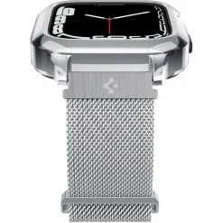 Pasek i Etui Spigen Metal Fit Pro Apple Watch 9 8 7 6 5 4 SE 2022 44 / 45 mm Srebny