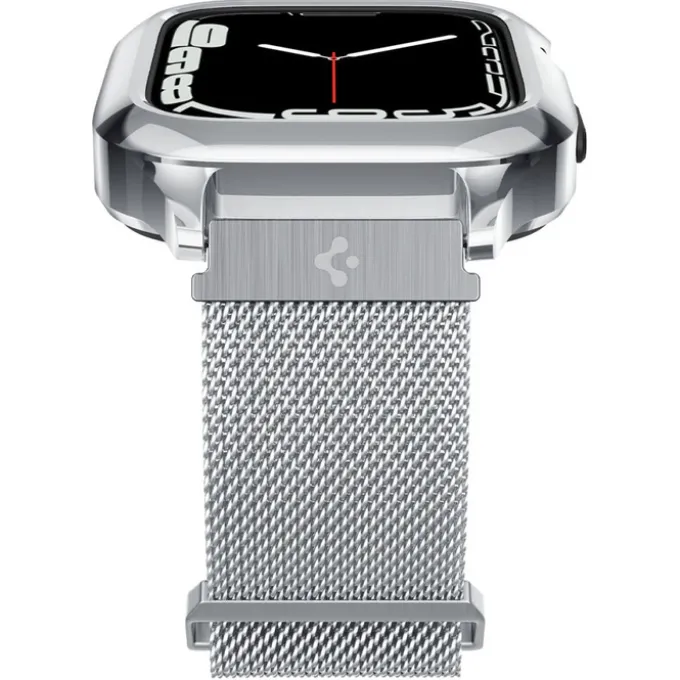 Pasek i Etui Spigen Metal Fit Pro Apple Watch 9 8 7 6 5 4 SE 2022 44 / 45 mm Srebny