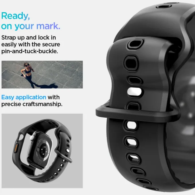 PASEK SPIGEN APPLE WATCH 10 (46 MM) LIQUID AIR PRO MATOWY CZARNY