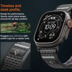 PASEK SPIGEN APPLE WATCH 8 / 9 / 10 / 11 / SE / ULTRA (44 / 45 / 46 / 49 MM) ACTIVE ATHLEX AIR 2 BLACK / GREY