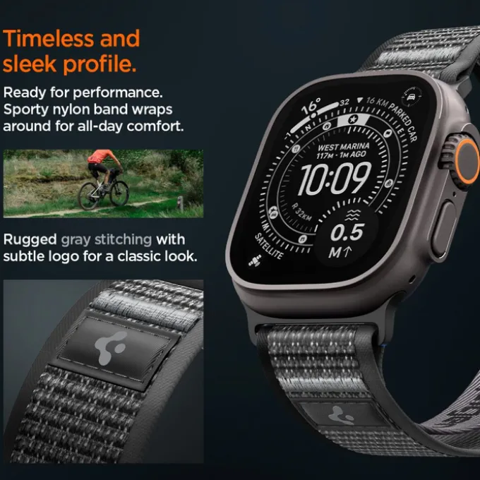 PASEK SPIGEN APPLE WATCH 8 / 9 / 10 / 11 / SE / ULTRA (44 / 45 / 46 / 49 MM) ACTIVE ATHLEX AIR 2 BLACK / GREY