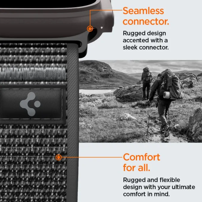 PASEK SPIGEN APPLE WATCH 8 / 9 / 10 / 11 / SE / ULTRA (44 / 45 / 46 / 49 MM) ACTIVE ATHLEX AIR 2 BLACK / GREY
