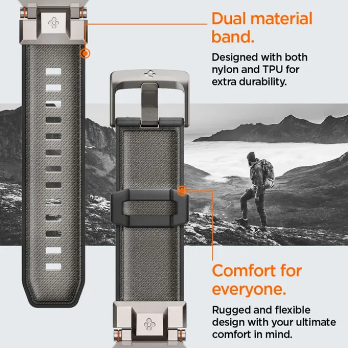PASEK SPIGEN APPLE WATCH 6 / 7 / 8 / 9 / 10 / SE / ULTRA 1 / 2 (44 / 45 / 46 / 49 MM) DURAPRO ARMOR SZARY