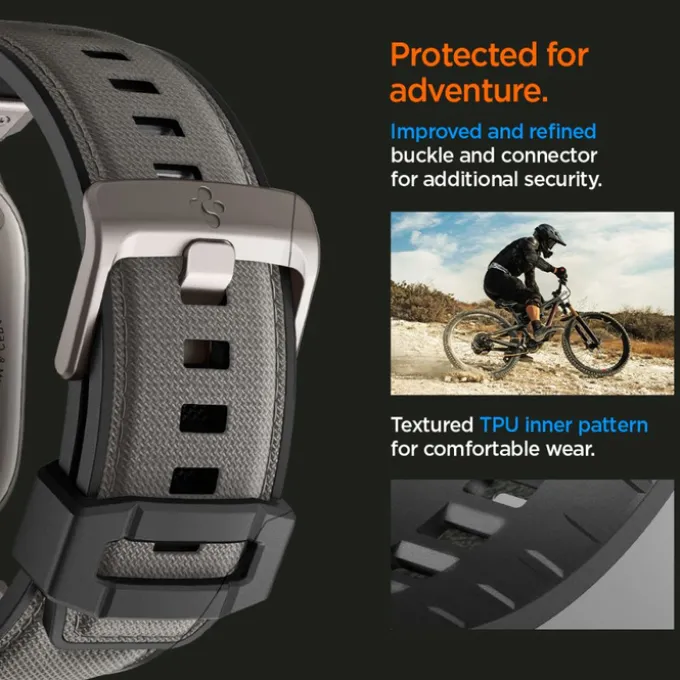 PASEK SPIGEN APPLE WATCH 6 / 7 / 8 / 9 / 10 / SE / ULTRA 1 / 2 (44 / 45 / 46 / 49 MM) DURAPRO ARMOR SZARY